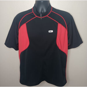 Louis Garneau Men's XL Cycling Jersey Full Zip Red Black Bicycle Racing